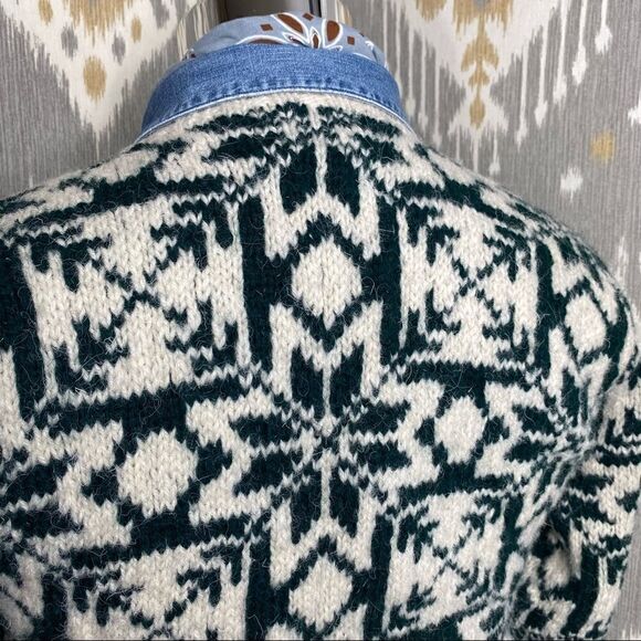 Ralph Lauren Vintage 1990 Hand-knit Polo Country Green Snowflake Sweater - Picture 7 of 16